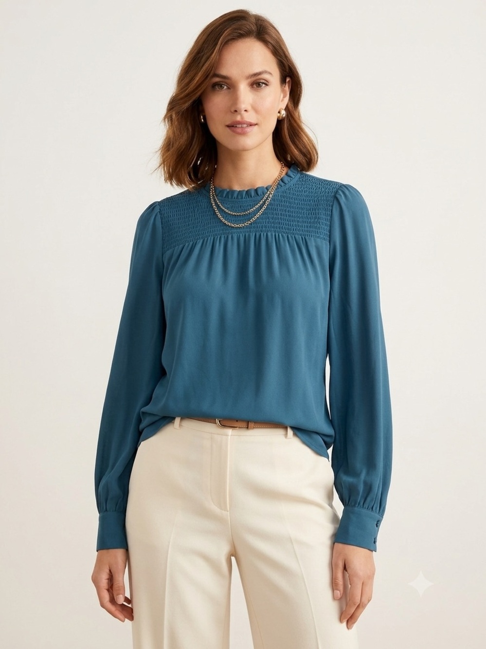 Talbots teal long-sleeve blouse